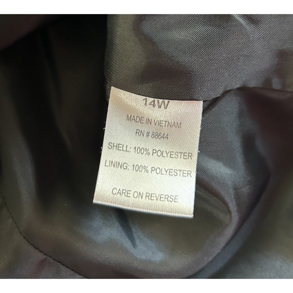 Emily Women's Sz 14W Green Houndstooth Three Button Jacket Shawl Collar Pockets - Picture 7 of 10